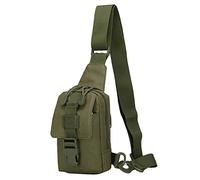 QIYUANT Mini Bolsa Bandolera Militar Táctica Bolsa de Pecho Pequeña Hombre Mujer Bolso Cruzados Impermeable Oxford 800D para Correr Camping Senderismo Ciclismo Deportiva - Verde Militar