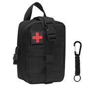 QIYUANT Molle Médico Bolsa Primeros Auxilios con Mosquetón Bolsa Botiquín Táctica Riñonera Militar Bolsa Rip-Away EMT Bolsa de Emergencia para Camping Senderismo Ciclismo Coche a Casa Negro