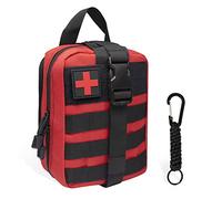 QIYUANT Molle Médico Bolsa Primeros Auxilios con Mosquetón Bolsa Botiquín Táctica Riñonera Militar Bolsa Rip-Away EMT Bolsa de Emergencia para Camping Senderismo Ciclismo Coche a Casa Rojo