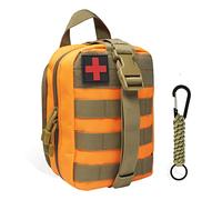 QIYUANT Molle Médico Bolsa Primeros Auxilios con Mosquetón Bolsa Botiquín Táctica Riñonera Militar Bolsa Rip-Away EMT Bolsa de Emergencia para Camping Senderismo Ciclismo Coche a Casa Naranja