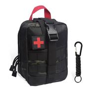 QIYUANT Molle Médico Bolsa Primeros Auxilios con Mosquetón Bolsa Botiquín Táctica Riñonera Militar Bolsa Rip-Away EMT Bolsa de Emergencia Camping Senderismo Ciclismo Coche a Casa CP Negro
