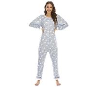 QIYUANT Pijama Una Pieza Mujer Suave Botón Pijamas Mono Entero Manga Larga Primavera Invierno Otoño Halloween Navidad Jumpsuit Onesie Ropa Interior de Casa Dormir (Elefante, L)