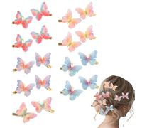 Qiyuda 18 pinzas de mariposa para el pelo, clip de mariposa con diamantes de imitación para niñas, adolescentes y mujeres