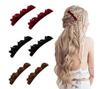 QIYUDA 6 pinzas trenzadas para mujeres y niñas (rojo, negro y marrón)