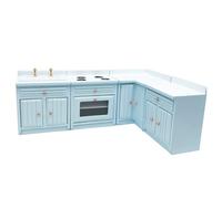 QIYUDUOLA Gabinete de cocina en miniatura realista a escala 1/12 para decoración de casas de muñecas con puertas que se pueden abrir y horno extraíble