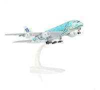 QIYUMOKE 1/300 A380 modelo de avión de metal fundido a presión para ANA Green Turtle Airlines JA382A Kai con soporte, modelo de avión, adecuado para los entusiastas de la aviación como regalo o