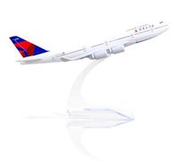 QIYUMOKE 1/400 Delta Plane 747 Modelo de avión de metal fundido a presión con soporte (6 Pulgadas) Boeing 747 Airlines Modelo de avión para entusiastas de la aviación Regalo