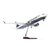QIYUMOKE 1/85 737 Metal fundido a presión para Ryanair modelo de avión adulto modelo de avión con soporte (18 pulgadas de largo), decoración de escritorio, regalo para entusiastas de la aviación.