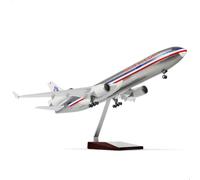 QIYUMOKE Modelo de avión MD-11 a escala 1:130, compatible con American Airlines, incluye soporte de 47 cm de largo, hecho de resina, ideal como recuerdo para adultos, decoración del hogar u oficina.