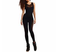 QIYUN.Z Las Mujeres Sin Mangas De Malla Negro Pantalones De Deporte Mosaico De Yoga Mono Sin Espalda