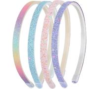 Qiyuting Diadema brillante, 4 piezas de plástico brillante, lindo, antideslizante, grueso, colorido, confeti, arco iris, con dientes, accesorios coloridos para el pelo de niña