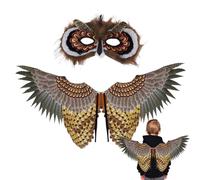 Qizeroty Conjunto De Disfraz De Alas De Búho,Accesorios De Cosplay De Aves Para Halloween Infantil - Conjunto Cómodo De Máscara Y Alas De Búho Para Fiestas De Carnaval Teatro Y Ocasiones Especiales