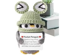 Qizeroty Peluche Pingüino Ganchillo - 10 cm Muñeca Motivacional - Animal de Ganchillo Motivacional | para Adolescentes Adultos Navidad Amantes de Manualidades Coleccionistas Hogar Viaje Escritorio
