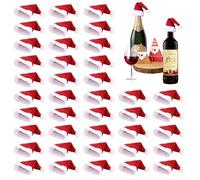 QIZHIQIAMY 40 Piezas Mini Gorros de Navidad 6x12cm Pequeño Gorro de Papá Noel Adornos Mini Sombrero de Navidad para Vajillas, Botellas De Vino, Casas de Muñecas y Decoraciones de Mesa