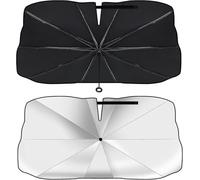 QIZUN Parasol Coche Delantero Interno, para Dodge RAM 1500 (2019-2024, Sombrilla Plegable para Coche con Anti UV Rayos, con Mango de Protección contra Arañazos de 360°