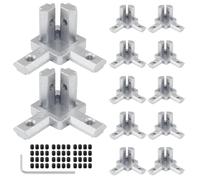 Qjaiune 12 conectores de soporte de esquina de extremo de 3 vías con tornillos, refuerzos de aluminio 2020, conector de soporte en L de aluminio para perfil de extrusión de aluminio de la serie 2020