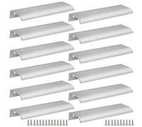 Qjaiune Tirador de borde de dedo de montaje trasero de 150 mm, manija oculta luminum para el hogar, cocina, sala de estar, puerta, cajón y armario (12 unidades, plateado)