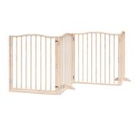QJBSAVVA 4-TLG. Puerta plegable para perros con puerta, 320 cm, rejilla de protección independiente de madera de álamo, barrera para escaleras y puertas, estable con pies de apoyo para perros pequeños