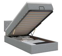 QJBSAVVA Cama otomana con colchón, 90 x 190 cm, color gris claro | Cama individual para el dormitorio que ahorra espacio con baúl integrado, incluye somier, colchón y topper.