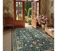 QJDTZMD Alfombra Entradas 70 x 140 cm Alfombra Salon Antideslizante Rectangular Lavable en Lavadora para Corredor Cocina Lavanderia Traditional Floral Blue Camel Brown Green White Pink