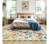 QJDTZMD Alfombra Entradas 70 x 140 cm Alfombra Salon Antideslizante Rectangular Lavable en Lavadora para Corredor Cocina Lavanderia Floral Modern Green Blue Pink Yellow Red White