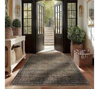 QJDTZMD Alfombra Grande Salón 200 x 250 cm Alfombras Dormitorio Pelo Corto Antideslizante Decoración Suave Lavable Alfombra para Comedor Traditional Floral Green Beige Brown Blue