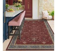 QJDTZMD Alfombra Grande Salón 200 x 290 cm Alfombras Habitación decoración Pelo Corto Suave Lavable en Lavadora para Cocina y Comedor Traditional Floral Blue Red Gold Brown
