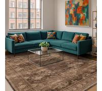 QJDTZMD Alfombra Sala 130 x 180 cm Alfombras Pasillo Antideslizante Lavable Alfombra para Habitacion Salón Entrada Cocina Comedo Traditional Vintage Green Blue Beige Brown White