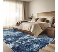 QJDTZMD Alfombra Salón 130 x 160 cm Alfombra Lavable Pelo Corto Dormitorio Antideslizante Comedor Alfombras Modern Abstract Blue White Beige Brown Gray