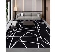 QJDTZMD Alfombra Salón 150 x 180 cm Alfombras Dormitorio Antideslizante Interior Alfombra Rectangular Lavable a Máquina para Cocina Comedor Modern Abstract Black White Gray Blue Brown