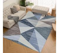 QJDTZMD Alfombra Salón 160 x 230 cm Alfombras Rectangular Antideslizantes y Lavable Decorativas Alfombra para Cocina Habitación Comedor Modern Geometric Blue Gray Beige Brown