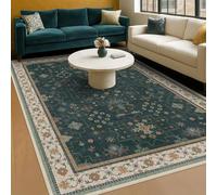 QJDTZMD Alfombra Salón 160 x 230 cm Alfombras Rectangular Antideslizantes y Lavable Decorativas Alfombra para Cocina Habitación Comedor Traditional Floral Geometric Green Beige Brown Pink Blue