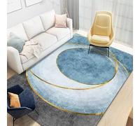 QJDTZMD Alfombra Salon Grande 180 x 270 cm Alfombra Dormitorio Antideslizante Lavable Decoración del Hogar para Pasillo Comedor Interior Oficina Moderno Abstracto Azul Gris Amarillo