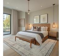 QJDTZMD Alfombra Salon Grande 200 x 300 cm Alfombras Lavable Dormitorio Antideslizante Pelo Corto para Habitacion Comedor Oficina Modern Traditional Gray White Orange Beige Brown Blue