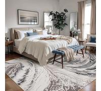 QJDTZMD Alfombras Pasillo 100 x 190 cm Alfombra Salón Dormitorio Habitacion Suave Lavables en Lavadora Alfombras de área Modern Abstract Beige Blue White Gray Brown