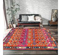 QJDTZMD Tappeto Camera Soggiorno Moderno Tappeti di Grandi Geometria rombo Porpora-Rosso-Arancio-Giallo Morbido Antiscivolo Pelo Corto Tappeti Ornamenti 120 x 170 cm