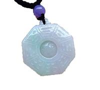 QJFORU Colgante de Jade, Colgante de chisme de Tai Chi de Esmeralda Tallada a Mano, Amuleto de la Suerte de Piedra de Jade, Collar Ba Gua con Cadena, joyería Fina