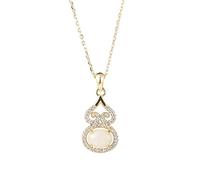 QJFORU Colgante de Jade, Collar con Colgante de Jade Blanco nefrita S for Mujer, Estilo étnico, Cadena de clavícula de Calabaza, joyería