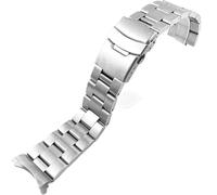 QJFORU Watch strap,watch straps for men,Black, Silver Curved Watch With A Neutral Stainless Steel Metal Strap Two-way Folding Clasp Bracelet 20mm 22mm Bracelet(Silver,22mm)