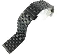 QJFORU Watch strap,watch straps for men,Solid Stainless Steel Flat Interface Watch Band Men's And Women's Metal Matte Butterfly Buckle Wrist18mm19mm20mm21mm22mm24mm26mm(Black,18mm)