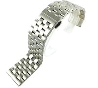 QJFORU Watch strap,watch straps for men,Solid Stainless Steel Flat Interface Watch Band Men's And Women's Metal Matte Butterfly Buckle Wrist18mm19mm20mm21mm22mm24mm26mm(Silver,18mm)