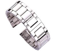 QJFORU Watch strap,watch straps for men,stainless steel watch bracelet 18 20 21 22 23 24mm blue silver metal watchbands strap fold deployment clasp bracelet(All polished,22mm)