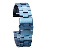 QJFORU Watch strap,watch straps for men,watch strap, 20/22mm solid stainless steel watch band rose gold/gold/blue folding clasp metal straps replacement bands bracelet(Blue,22mm)