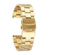 QJFORU Watch strap,watch straps for men,watch strap, 20/22mm solid stainless steel watch band rose gold/gold/blue folding clasp metal straps replacement bands bracelet(Gold,20mm)