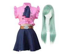 QJIRZB Elizabeth Liones Disfraz de Cosplay de los Siete Deadly Sins Cosplay Camarera Uniforme Completo Juego de Vestido de Halloween para Mujeres (Elizabeth Liones-1# Con Peluca, XS)