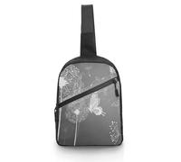 Qjjinxior Bolsa cruzada, bolsa de pecho de calavera de azúcar rosa, bolsa bandolera para viajes, compras, deportes, Mariposa blanca y diente de león, Talla única, Clásico