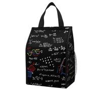 Qjjinxior Bolsa de almuerzo para educación matemática lineal con bolsillos exteriores, bolsa de almuerzo para el trabajo, picnic, viajes