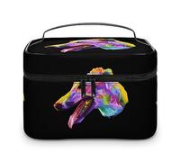 Qjjinxior Bolsa de cosméticos, bolsa de maquillaje Antelope Canyon, bolsa de aseo de viaje de cuero para mujer, Colorido perro galgo, 25x18x15cm