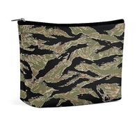 Qjjinxior Bolsa de cosméticos, bolsa de maquillaje con bandera transgénero, bolsa de aseo portátil con cremallera para uso diario, viajes, Camuflaje a rayas de tigre, Talla única