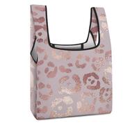 Qjjinxior Bolsa de la compra plegable, bolsa de comestibles reutilizable para dardos objetivo, bolsa de mano lavable para uso diario, bolsas de viaje, Piel de leopardo, oro rosa, Talla única